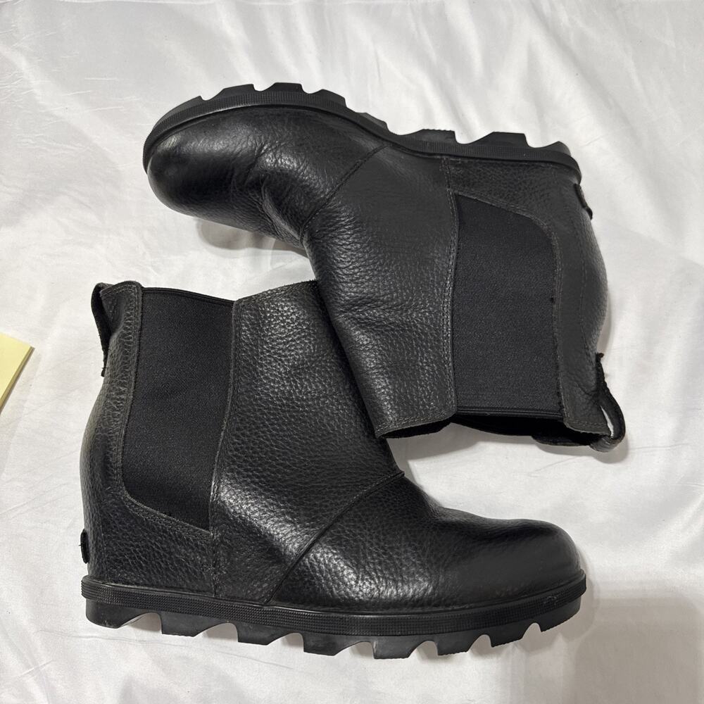 SOREL Boots Womens Sz 10 Black Joan of Arctic Wedge II Chelsea Ankle Pull On - Picture 4 of 9